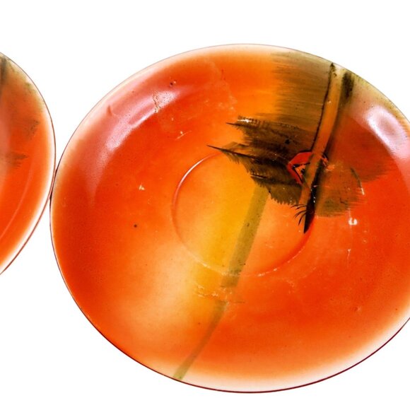 Scenic Luster Saucers (Set of 4) 1920s-40s Japan Hand-Painted Lake Scene - Picture 5 of 6